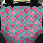 Pink And Teal Watercolor Heart Print Pet Car Back Seat Cover