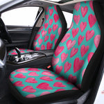 Pink And Teal Watercolor Heart Print Universal Fit Car Seat Covers