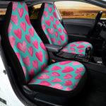 Pink And Teal Watercolor Heart Print Universal Fit Car Seat Covers
