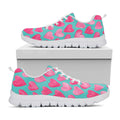 Pink And Teal Watercolor Heart Print White Running Shoes