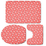 Pink And White Animal Paw Pattern Print 3 Piece Bath Mat Set