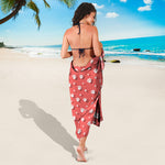 Pink And White Animal Paw Pattern Print Beach Sarong Wrap