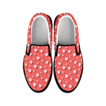 Pink And White Animal Paw Pattern Print Black Slip On Shoes