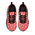 Pink And White Animal Paw Pattern Print Black Sneakers