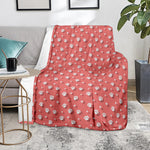 Pink And White Animal Paw Pattern Print Blanket