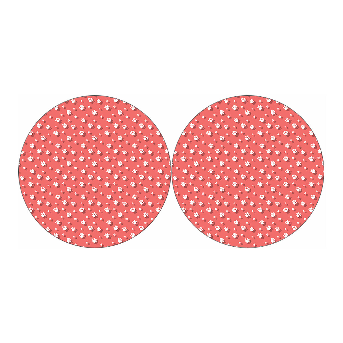 Pink And White Animal Paw Pattern Print Car Coasters