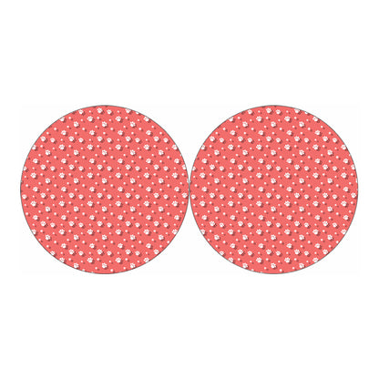 Pink And White Animal Paw Pattern Print Car Coasters