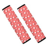 Pink And White Animal Paw Pattern Print Car Seat Belt Covers