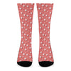 Pink And White Animal Paw Pattern Print Crew Socks