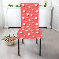 Pink And White Animal Paw Pattern Print Dining Chair Slipcover