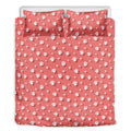 Pink And White Animal Paw Pattern Print Duvet Cover Bedding Set