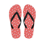 Pink And White Animal Paw Pattern Print Flip Flops