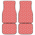 Pink And White Animal Paw Pattern Print Front and Back Car Floor Mats