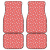 Pink And White Animal Paw Pattern Print Front and Back Car Floor Mats