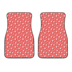 Pink And White Animal Paw Pattern Print Front Car Floor Mats
