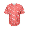 Pink And White Animal Paw Pattern Print Men's Baseball Jersey