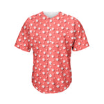 Pink And White Animal Paw Pattern Print Men's Baseball Jersey