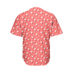 Pink And White Animal Paw Pattern Print Men's Baseball Jersey
