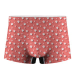 Pink And White Animal Paw Pattern Print Men's Boxer Briefs