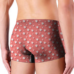 Pink And White Animal Paw Pattern Print Men's Boxer Briefs