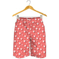Pink And White Animal Paw Pattern Print Men's Shorts