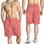 Pink And White Animal Paw Pattern Print Men's Shorts