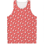 Pink And White Animal Paw Pattern Print Men's Tank Top