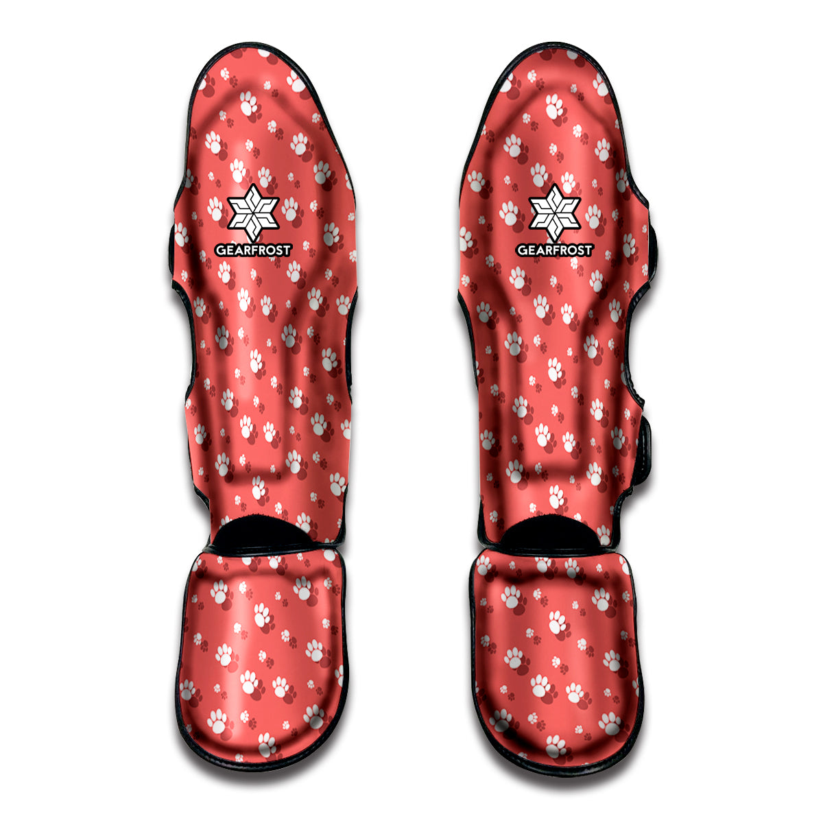 Pink And White Animal Paw Pattern Print Muay Thai Shin Guard