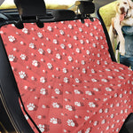 Pink And White Animal Paw Pattern Print Pet Car Back Seat Cover