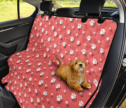 Pink And White Animal Paw Pattern Print Pet Car Back Seat Cover
