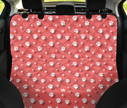 Pink And White Animal Paw Pattern Print Pet Car Back Seat Cover
