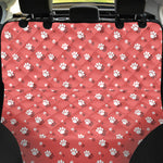 Pink And White Animal Paw Pattern Print Pet Car Back Seat Cover