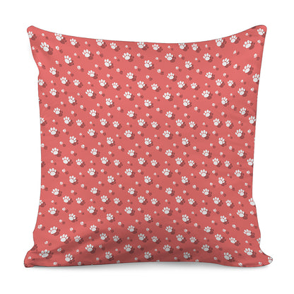 Pink And White Animal Paw Pattern Print Pillow Cover
