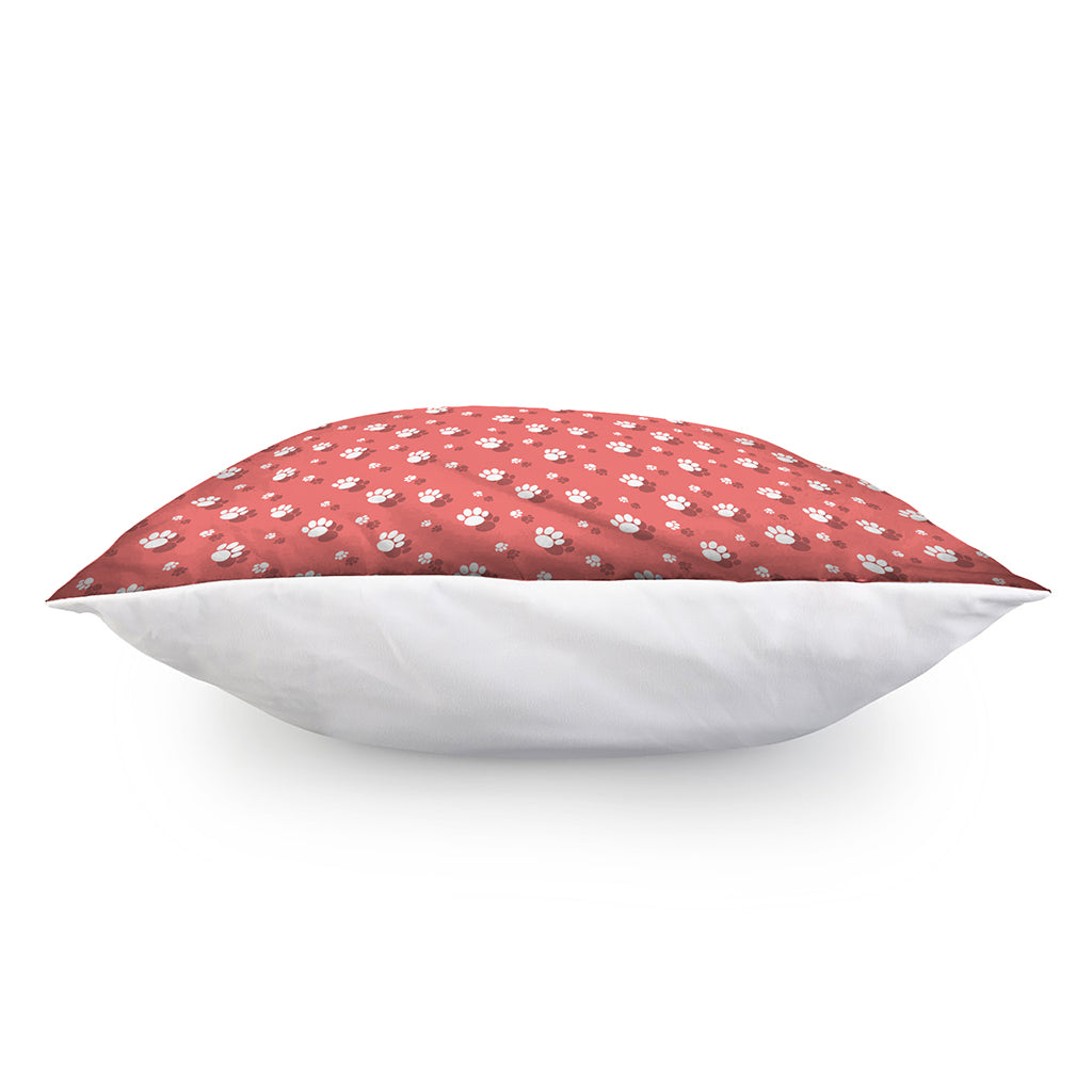 Pink And White Animal Paw Pattern Print Pillow Cover