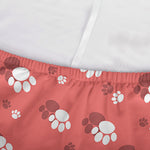 Pink And White Animal Paw Pattern Print Sofa Cover