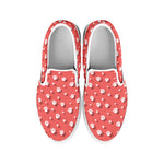 Pink And White Animal Paw Pattern Print White Slip On Shoes