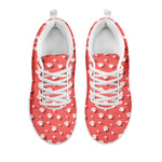 Pink And White Animal Paw Pattern Print White Sneakers