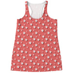 Pink And White Animal Paw Pattern Print Women's Racerback Tank Top