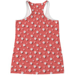 Pink And White Animal Paw Pattern Print Women's Racerback Tank Top