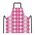 Pink And White Argyle Pattern Print Apron