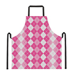 Pink And White Argyle Pattern Print Apron