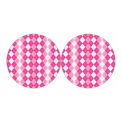 Pink And White Argyle Pattern Print Car Coasters