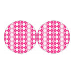 Pink And White Argyle Pattern Print Car Coasters