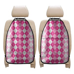 Pink And White Argyle Pattern Print Car Seat Organizers