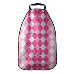Pink And White Argyle Pattern Print Car Seat Organizers