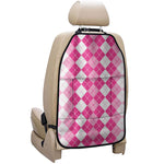 Pink And White Argyle Pattern Print Car Seat Organizers
