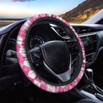 Pink And White Argyle Pattern Print Car Steering Wheel Cover