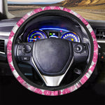 Pink And White Argyle Pattern Print Car Steering Wheel Cover