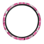 Pink And White Argyle Pattern Print Car Steering Wheel Cover