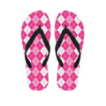 Pink And White Argyle Pattern Print Flip Flops